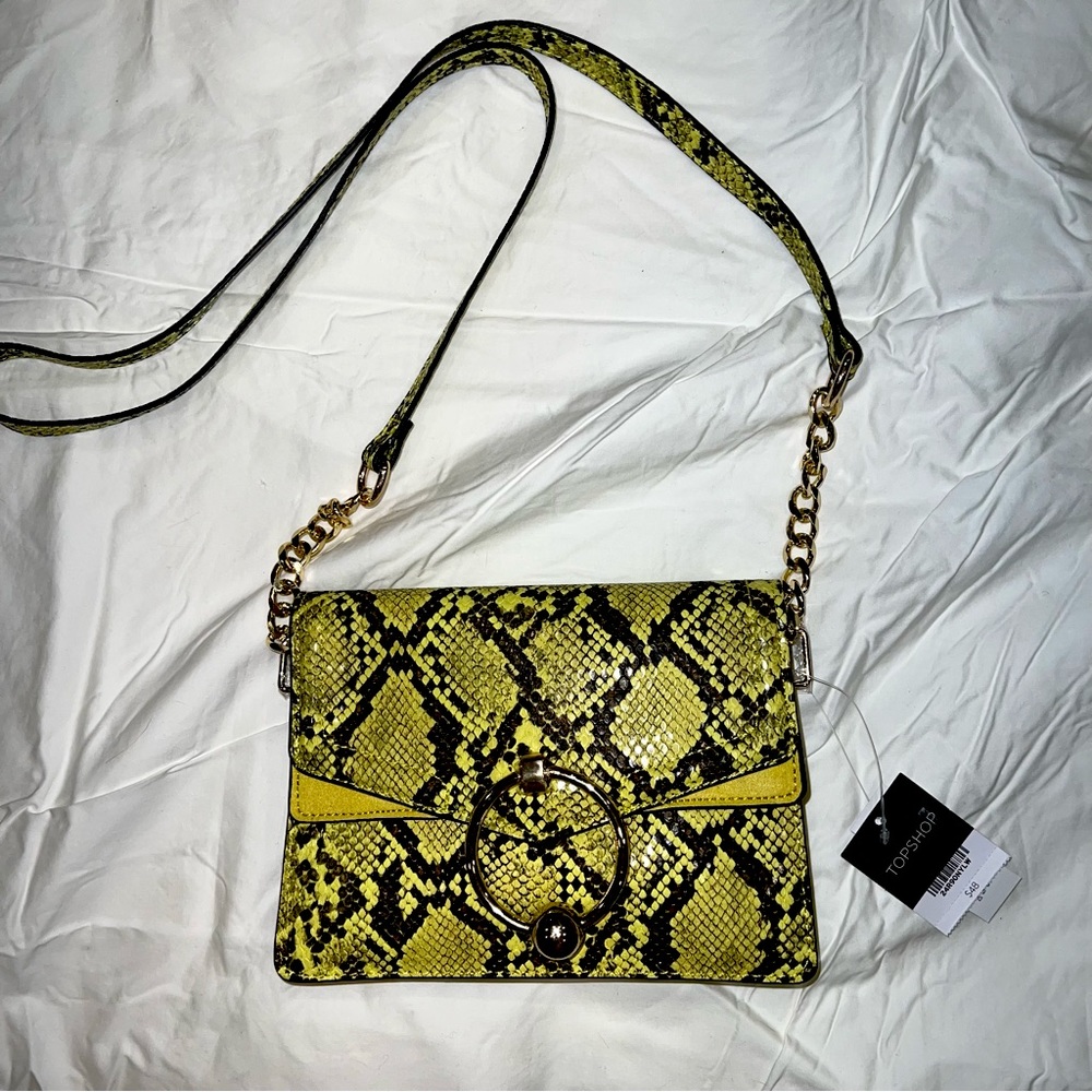 Topshop Neon Yellow Snakeskin Small Bag-NWT